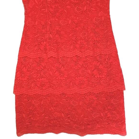 Cynthia Steffe ~Woman Size 6~ Red Fire Lace Short Sleeve Corset Dress. - Picture 9 of 16